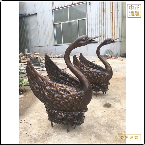 廣場(chǎng)擺放銅天鵝雕塑.jpg